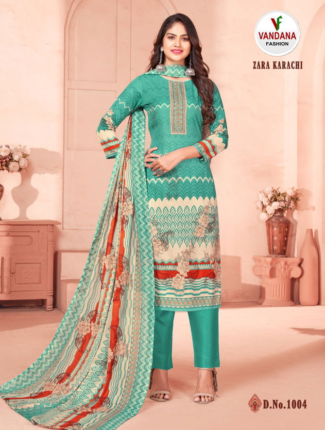 Vandana Zara Regular Wear Wholesale Karachi Cotton Dress Material
